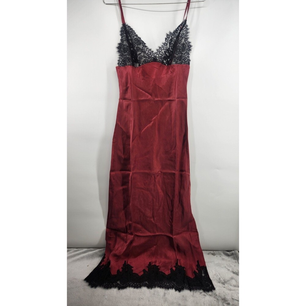 Adore Me Small Red Black Vegan Silk Unlined Gown NWT Cotton Blend